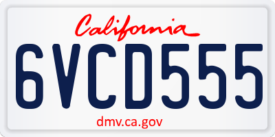 CA license plate 6VCD555