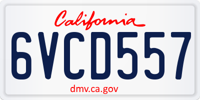 CA license plate 6VCD557
