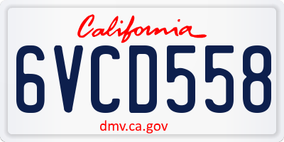 CA license plate 6VCD558