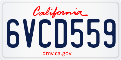 CA license plate 6VCD559