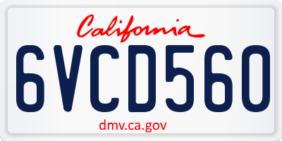 CA license plate 6VCD560