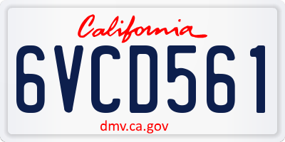 CA license plate 6VCD561