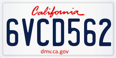 CA license plate 6VCD562