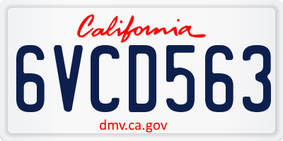 CA license plate 6VCD563