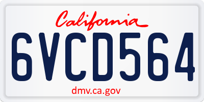 CA license plate 6VCD564