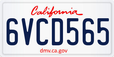 CA license plate 6VCD565