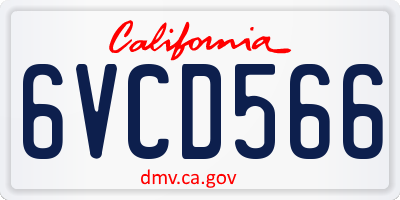 CA license plate 6VCD566