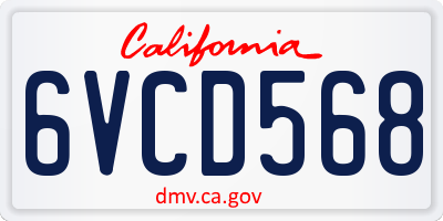 CA license plate 6VCD568