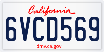 CA license plate 6VCD569