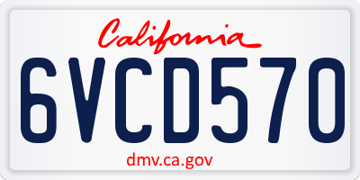 CA license plate 6VCD570