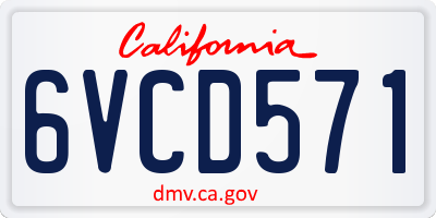 CA license plate 6VCD571