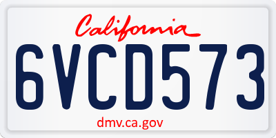 CA license plate 6VCD573