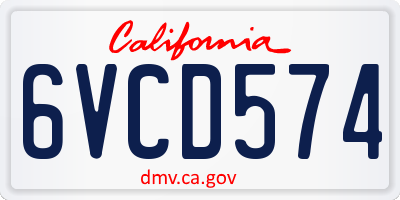 CA license plate 6VCD574
