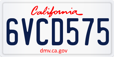 CA license plate 6VCD575