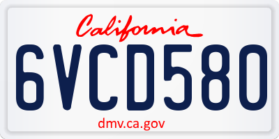 CA license plate 6VCD580