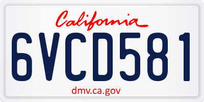 CA license plate 6VCD581