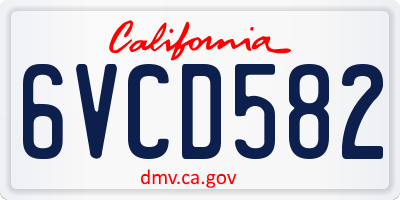 CA license plate 6VCD582