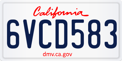 CA license plate 6VCD583