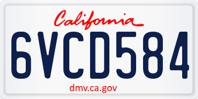 CA license plate 6VCD584