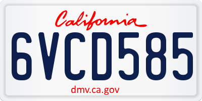 CA license plate 6VCD585