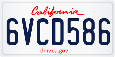 CA license plate 6VCD586