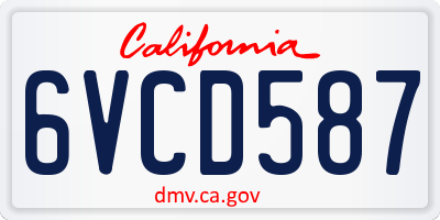 CA license plate 6VCD587