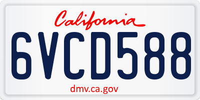 CA license plate 6VCD588