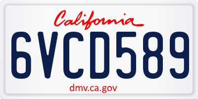 CA license plate 6VCD589