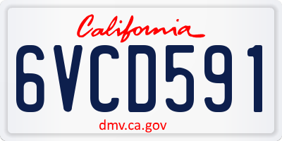 CA license plate 6VCD591