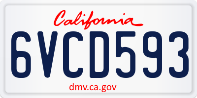 CA license plate 6VCD593