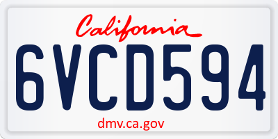 CA license plate 6VCD594