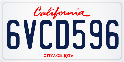 CA license plate 6VCD596