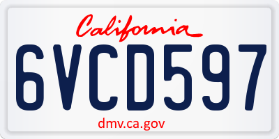 CA license plate 6VCD597