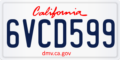 CA license plate 6VCD599