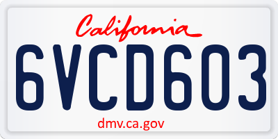 CA license plate 6VCD603