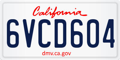 CA license plate 6VCD604