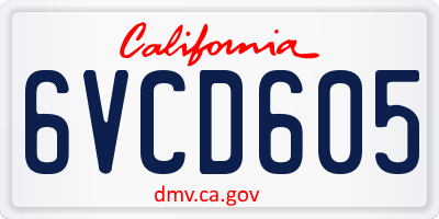 CA license plate 6VCD605