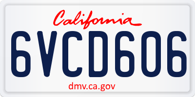CA license plate 6VCD606
