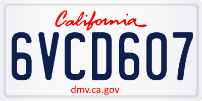 CA license plate 6VCD607