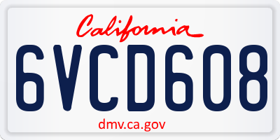 CA license plate 6VCD608
