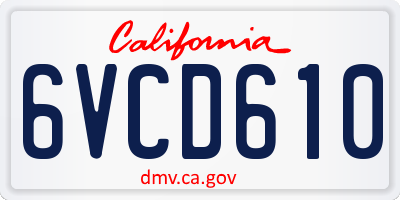 CA license plate 6VCD610
