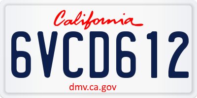 CA license plate 6VCD612