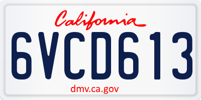 CA license plate 6VCD613