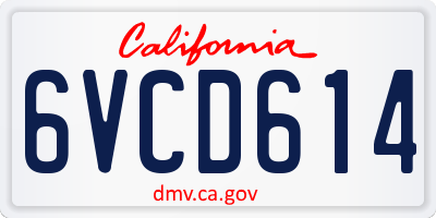 CA license plate 6VCD614