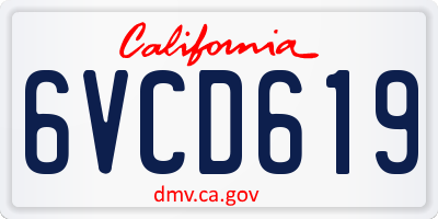 CA license plate 6VCD619