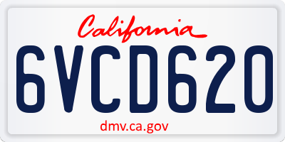 CA license plate 6VCD620