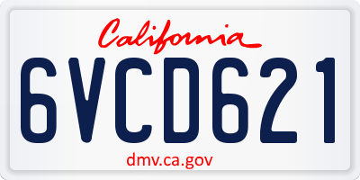 CA license plate 6VCD621