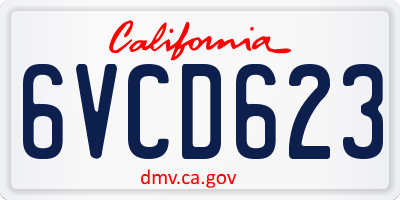CA license plate 6VCD623