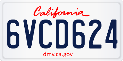 CA license plate 6VCD624