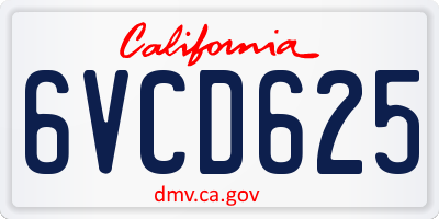 CA license plate 6VCD625
